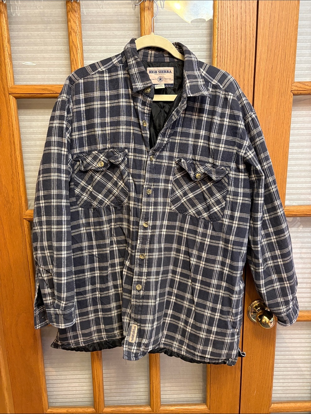 High Sierra Men's Navy and White Plaid Insulated Flannel Shirt Jacket
